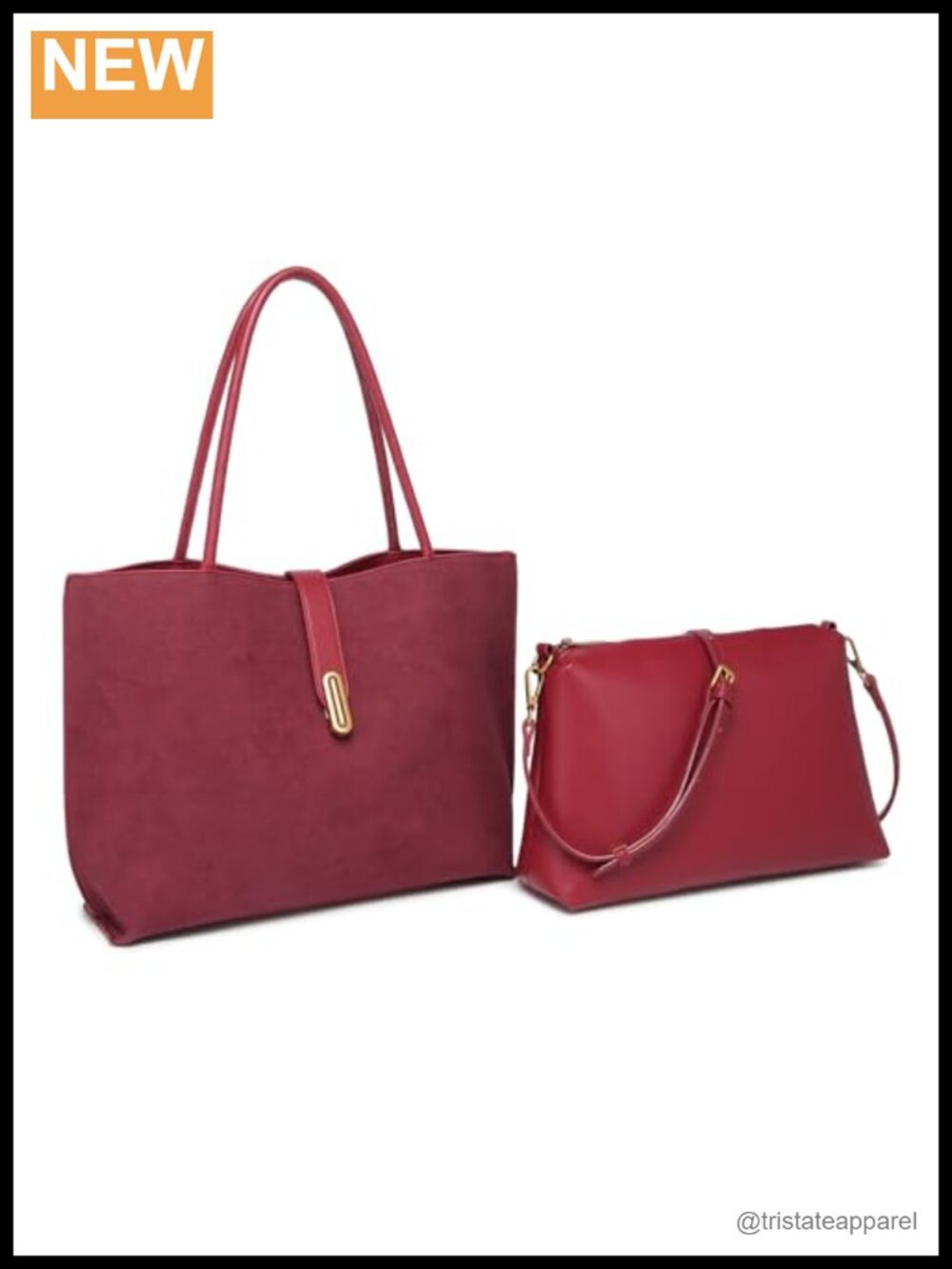 Faux Suede 2-in-1 Tote Bag Set Shoulder Crossbody Purse
